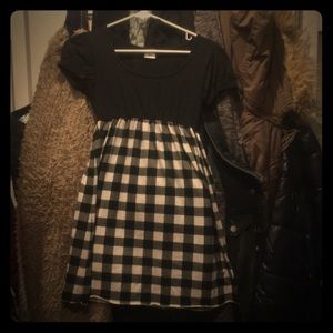 Plaid checkerboard tunic tee dress
